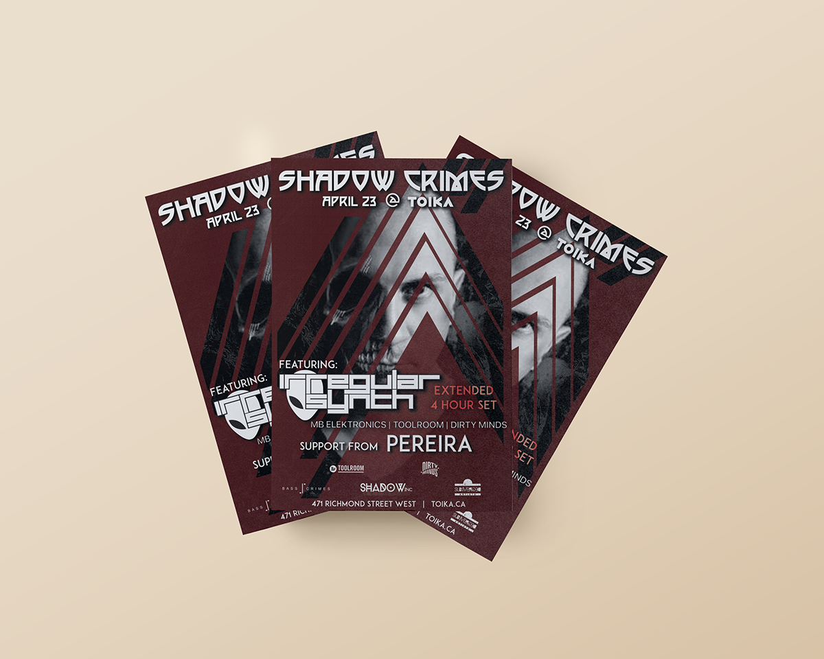 Irregular Synth shadow inc event flyer promo promoter techno