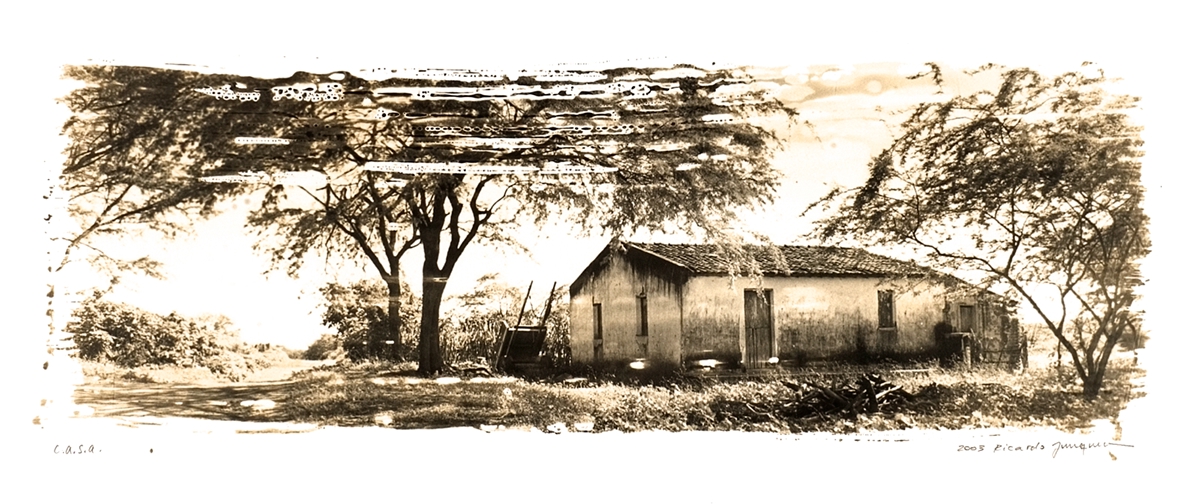 house home land Landscape art selective handmade Unique black and white photo panoramic brush paper art print