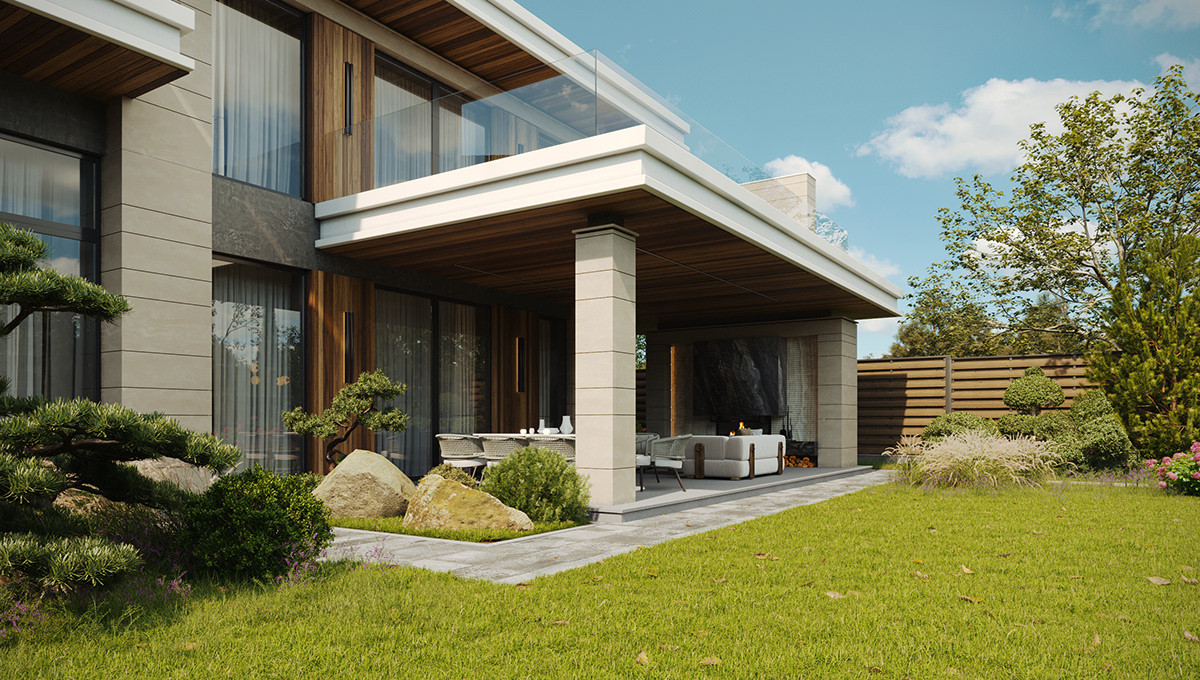 Outdoor model exterior architecture Render visualization corona 3ds max