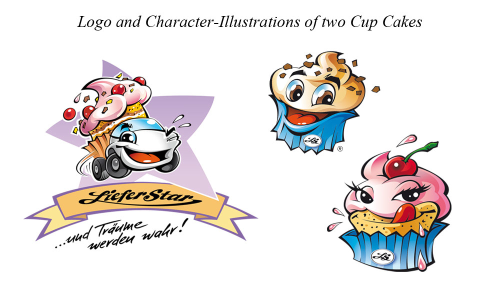 cartoon characterdesign Zeichnung funny ILLUSTRATION  graphic design  cup cakes Candy Vektorgraphic vector