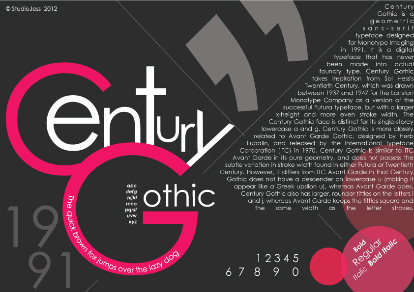 Century Gothic font typo graphic design poster