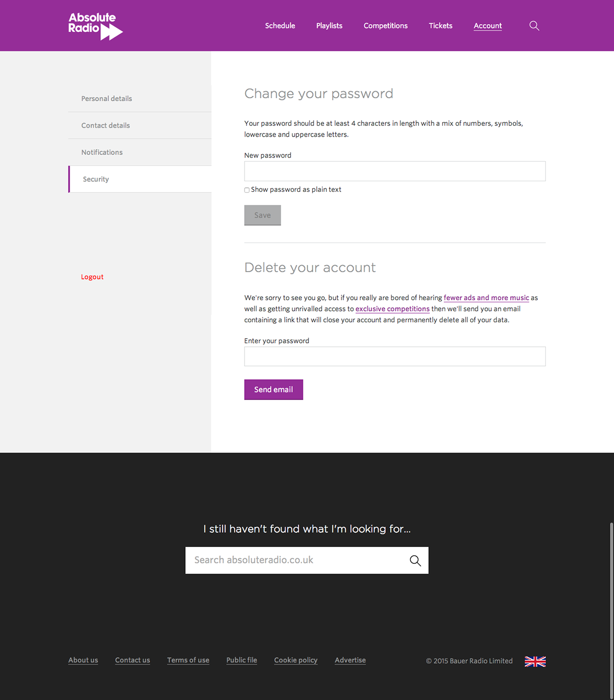 Forms account settings preferences ux Radio purple White