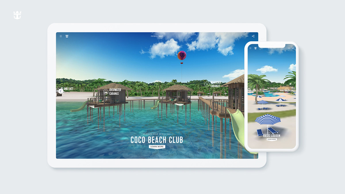 RCCL UI ux cruise Mini Game 3D adventure webgl html5 navigation