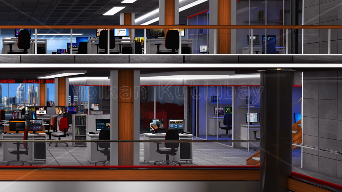 virtual virtual studio news 3D renderin video display background broadcast
