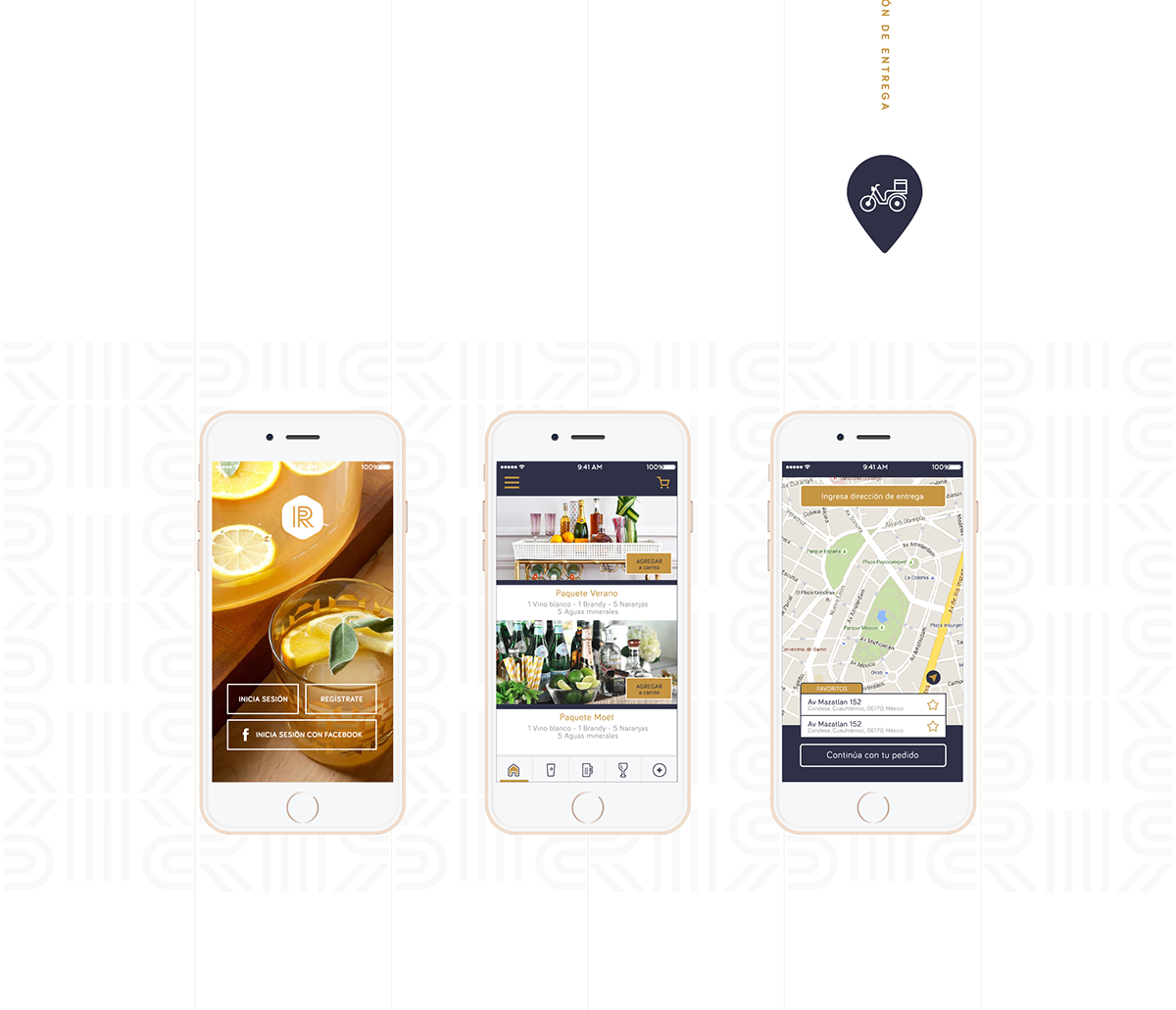 alcohol liquor mexico OnDemand app Spirits map delivery trendy Interface ux UI