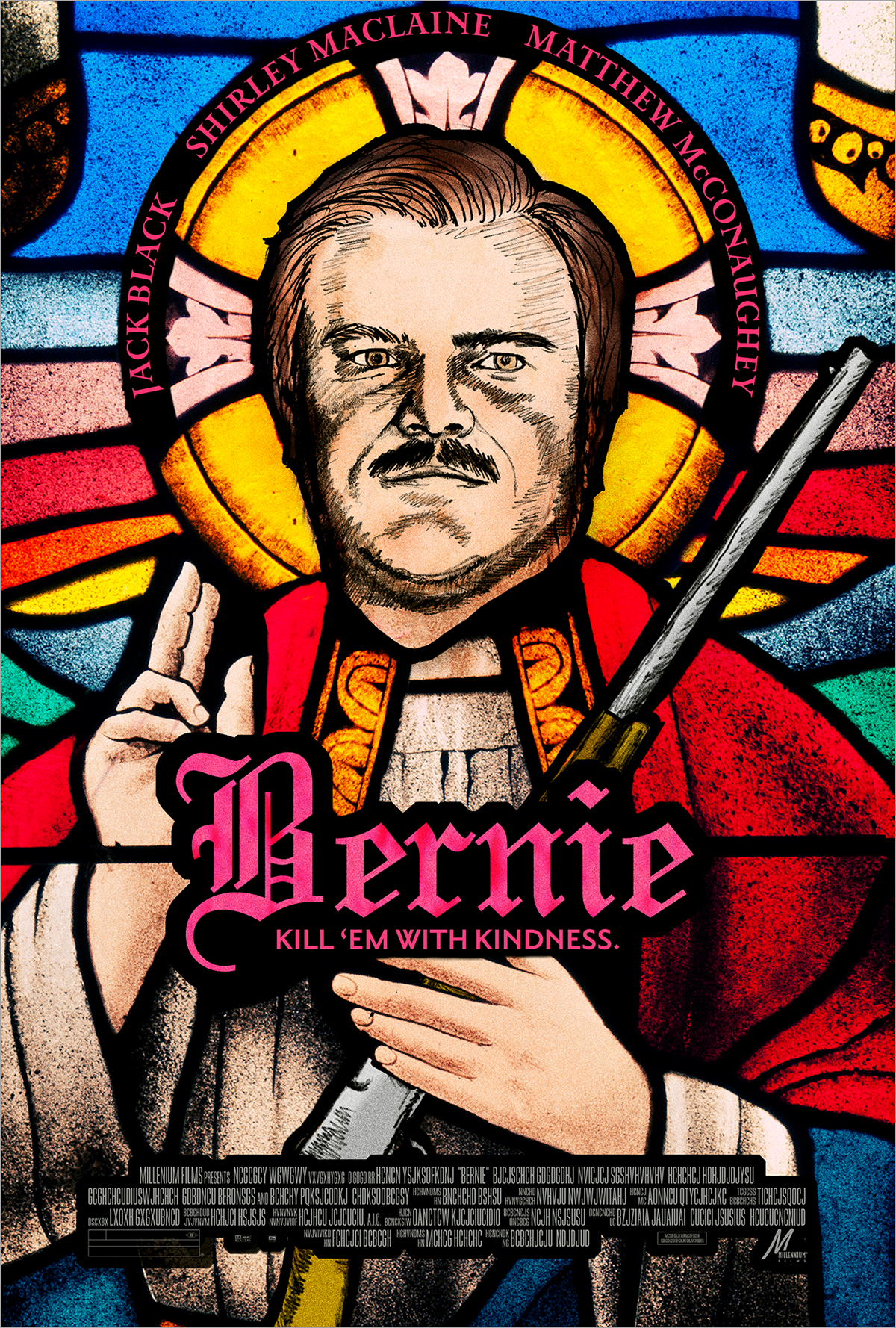 jack black bernie movie poster stained glass key art Theatrical 1sheet 1 sheet