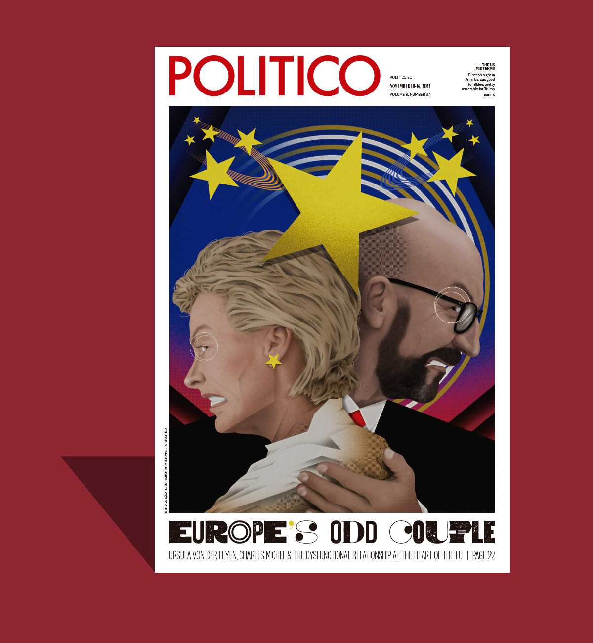 art cover editorial Europe. European Union Illustration. Layout newspaper politico europe print