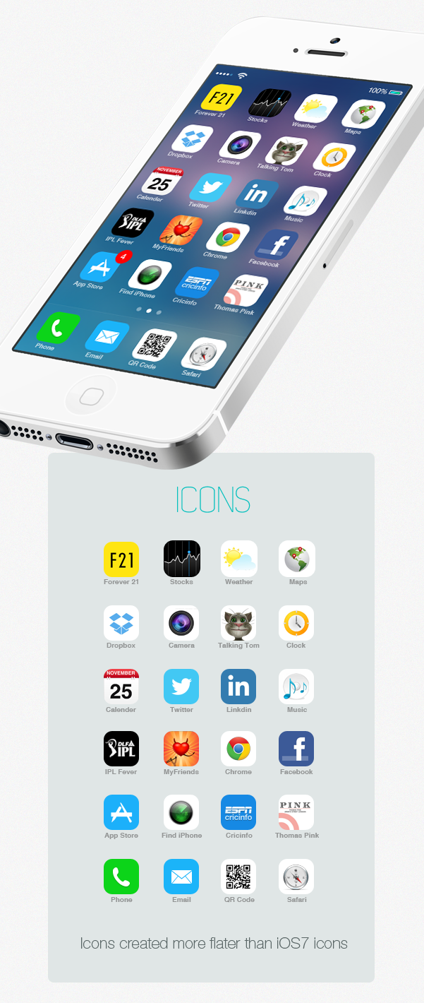 creative ios8 photoshop ios app concept flat portfolio UI ui design ux simple android apple application