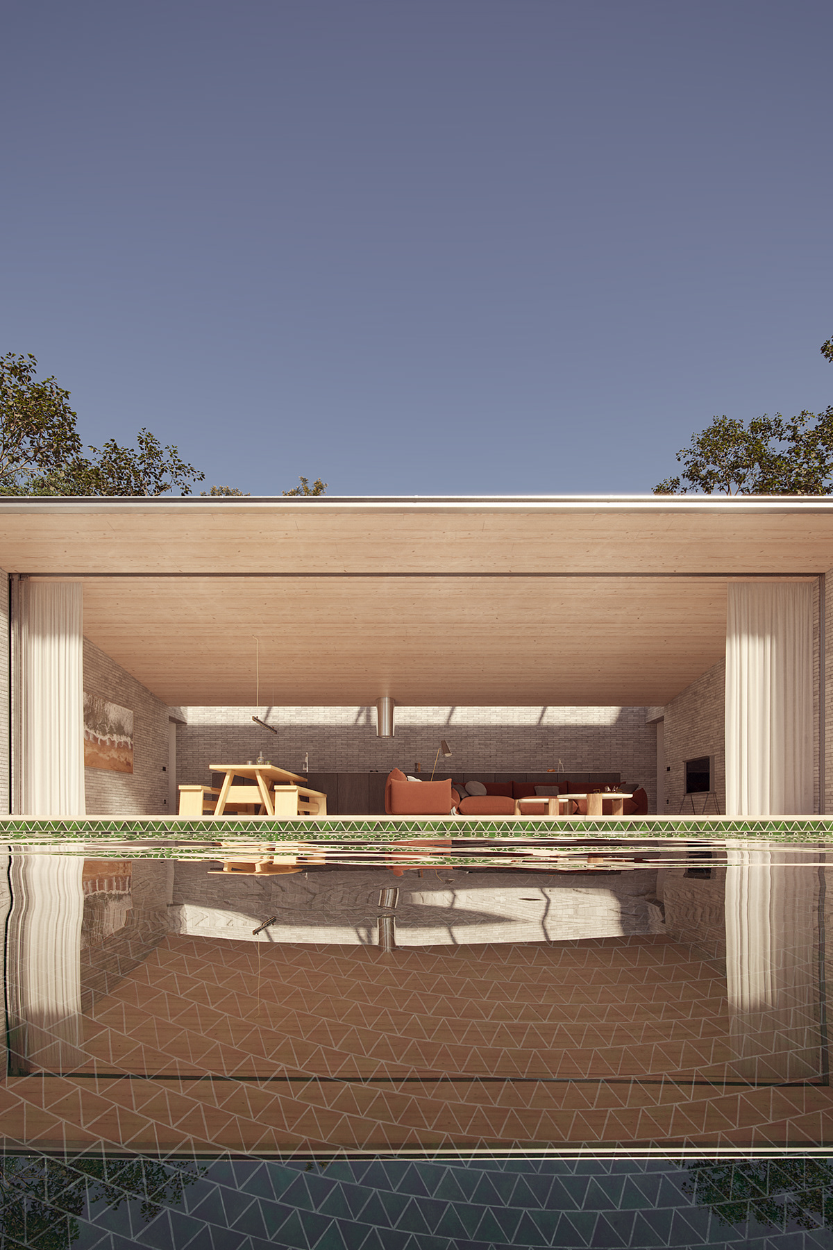 architecture archviz arquitectura corona garden interior design  modern poolhouse Render visualization