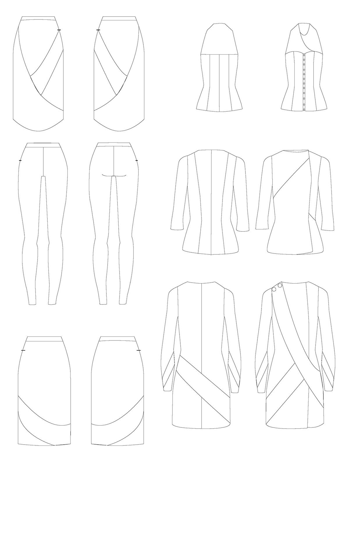 Flats technical illustration Illustrator patternmaking draping