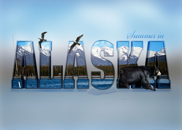 Alaska bear birds 3D photoshop Photo Manipulation 