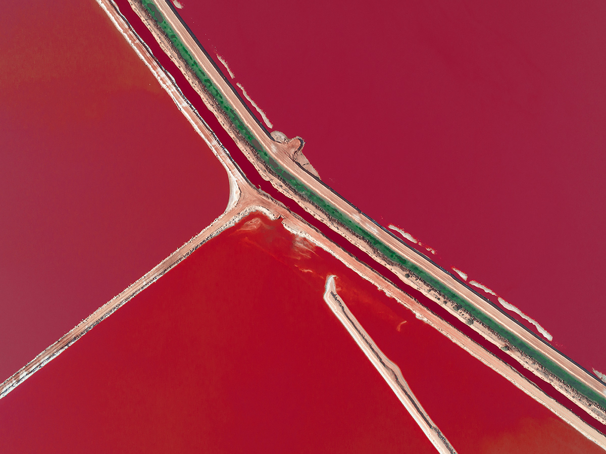 Aerial Australia Salt ponds drone above abstract Landscape plane geometric