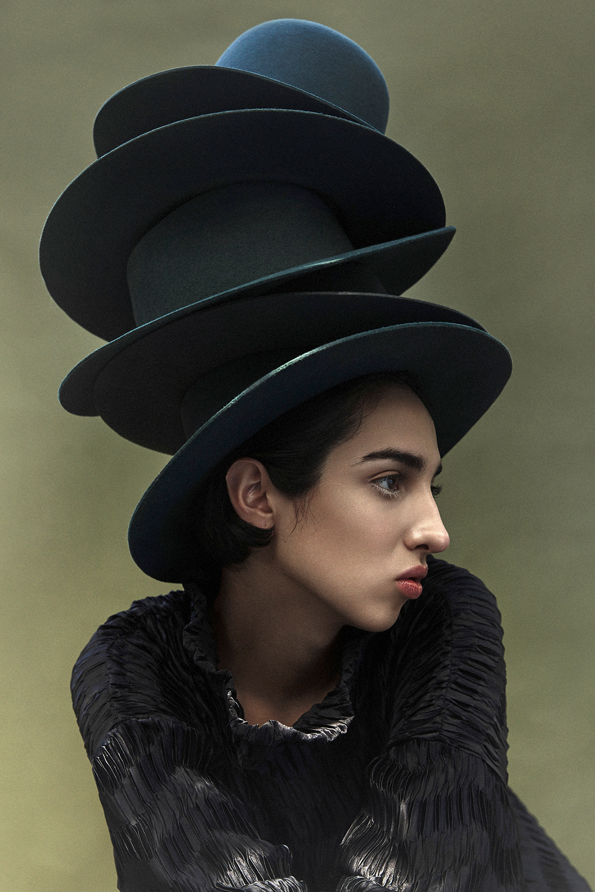 beauty fashion editorial film photography Galio Magazine Hasselblad Hats magazine Nikon FE sombrero Tattoo Model