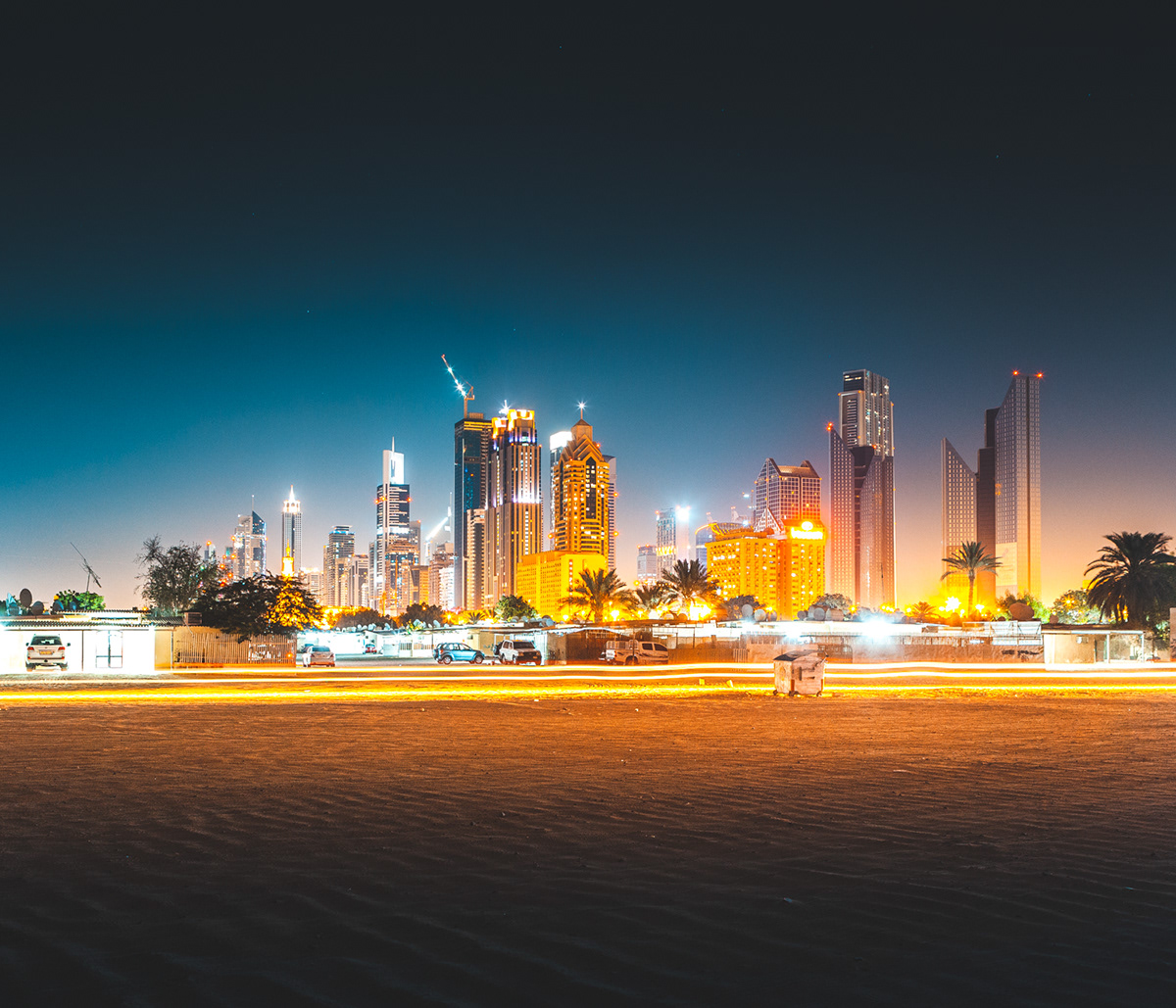 dubai Urban long exposure panorama night Day building Burj Khalifa