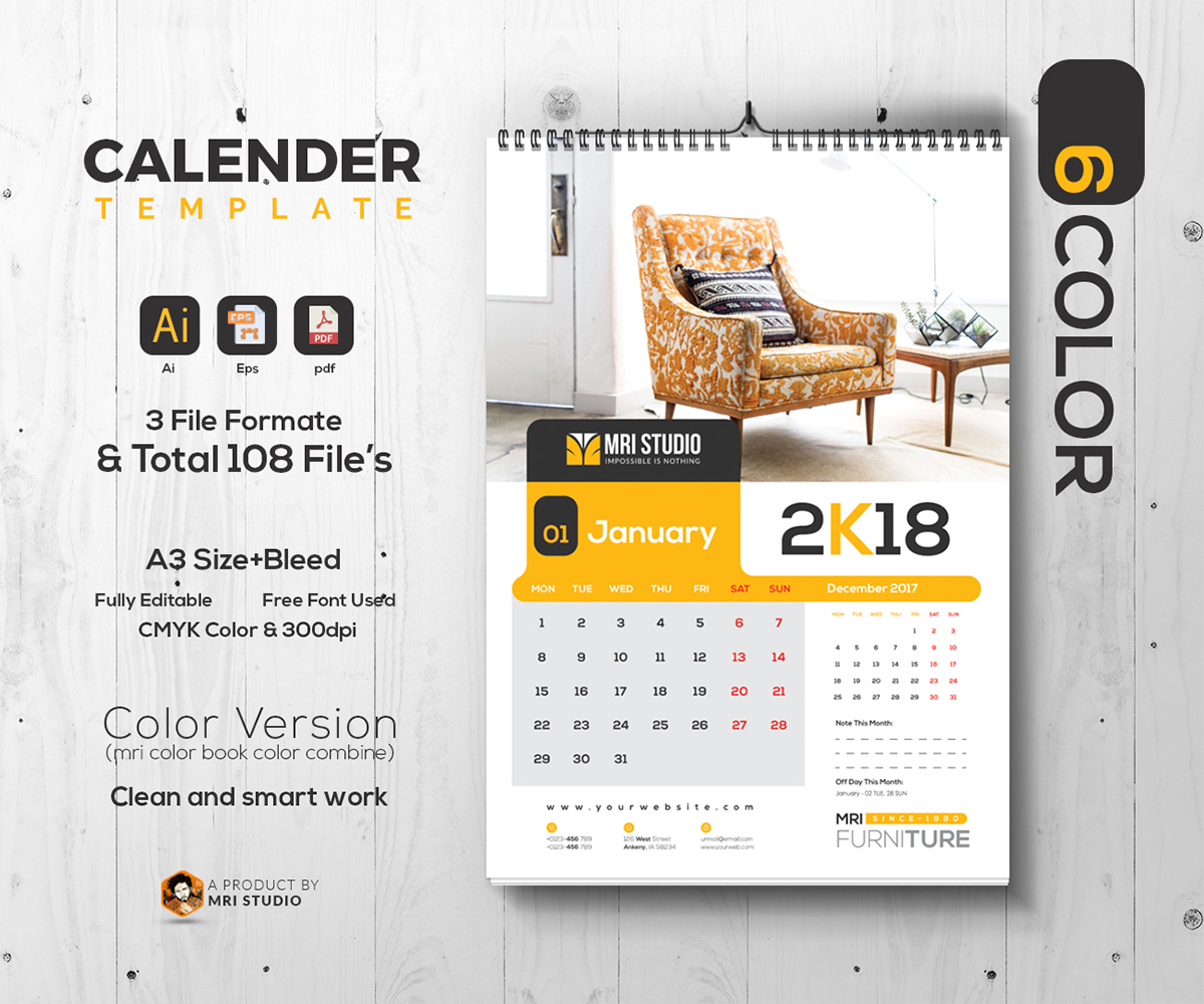 business calendar design modern new year Calender Office template wall calendar calendar 2017 corporate