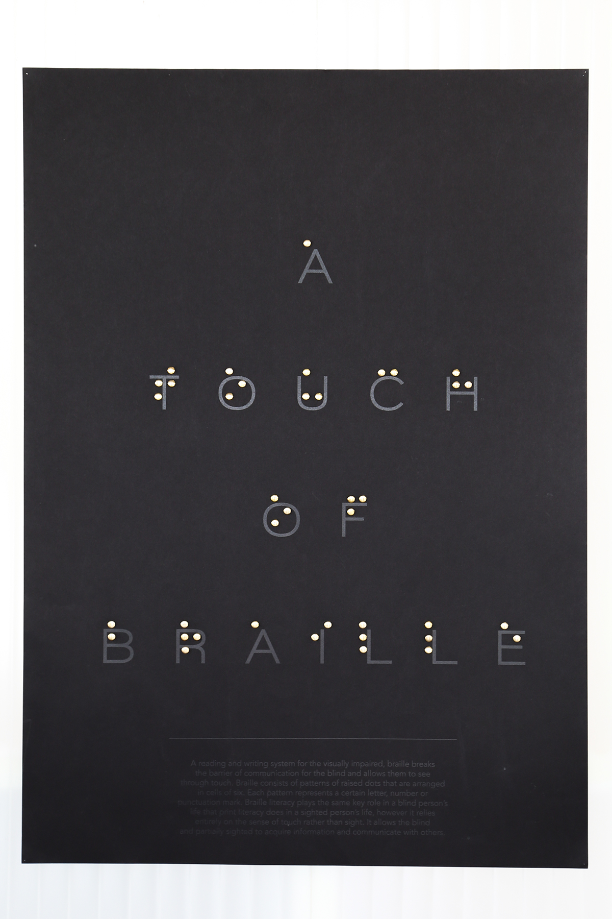 Braille Reading blind black feel touch sight 3D design poster gold