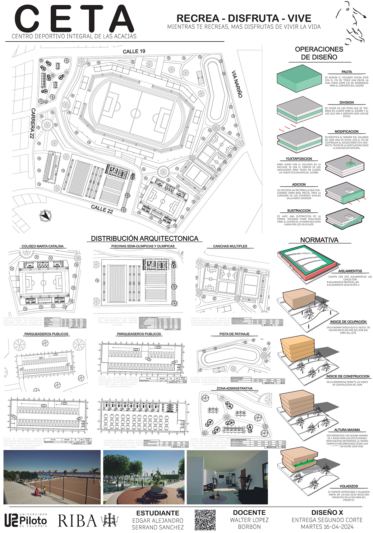 arquitectura diseño Render centro deportivo Girardot proyecto de grado 3D