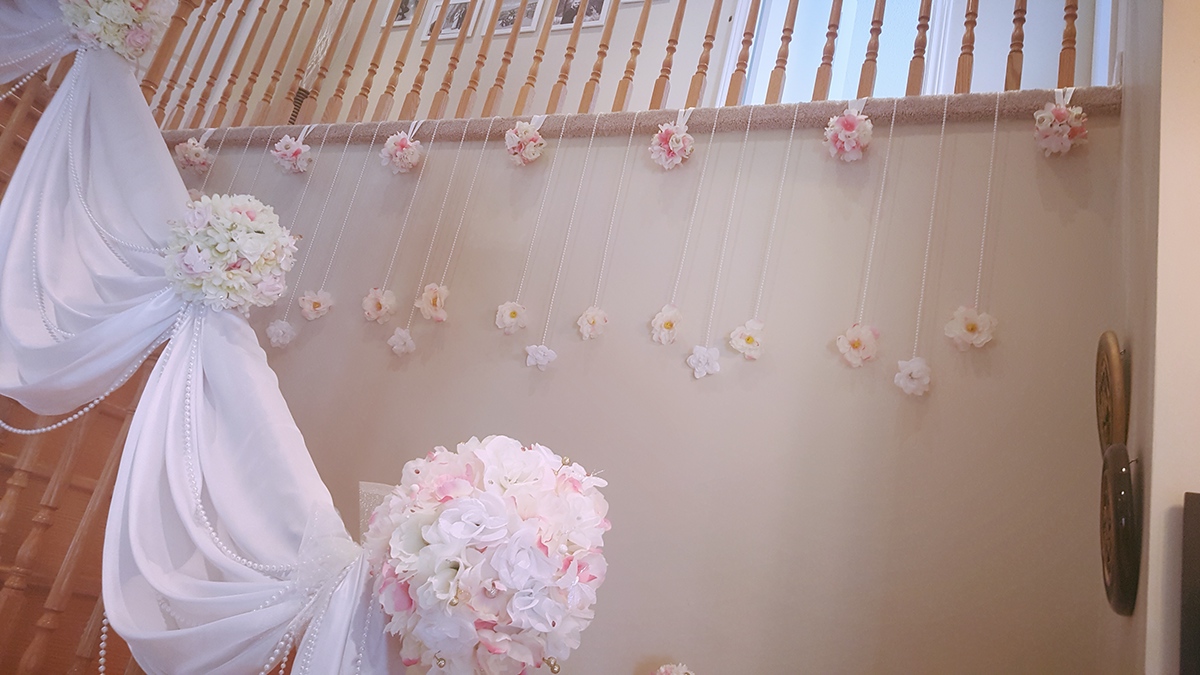 staircase decor wedding FLOWER DECOR