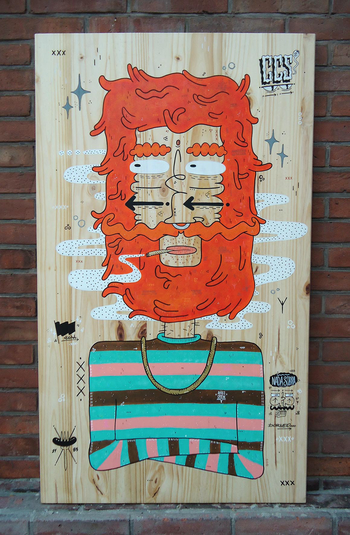 art arte wood personajes characterdesign naranja Barbas Borneo streetartist expo nadasobra muestra