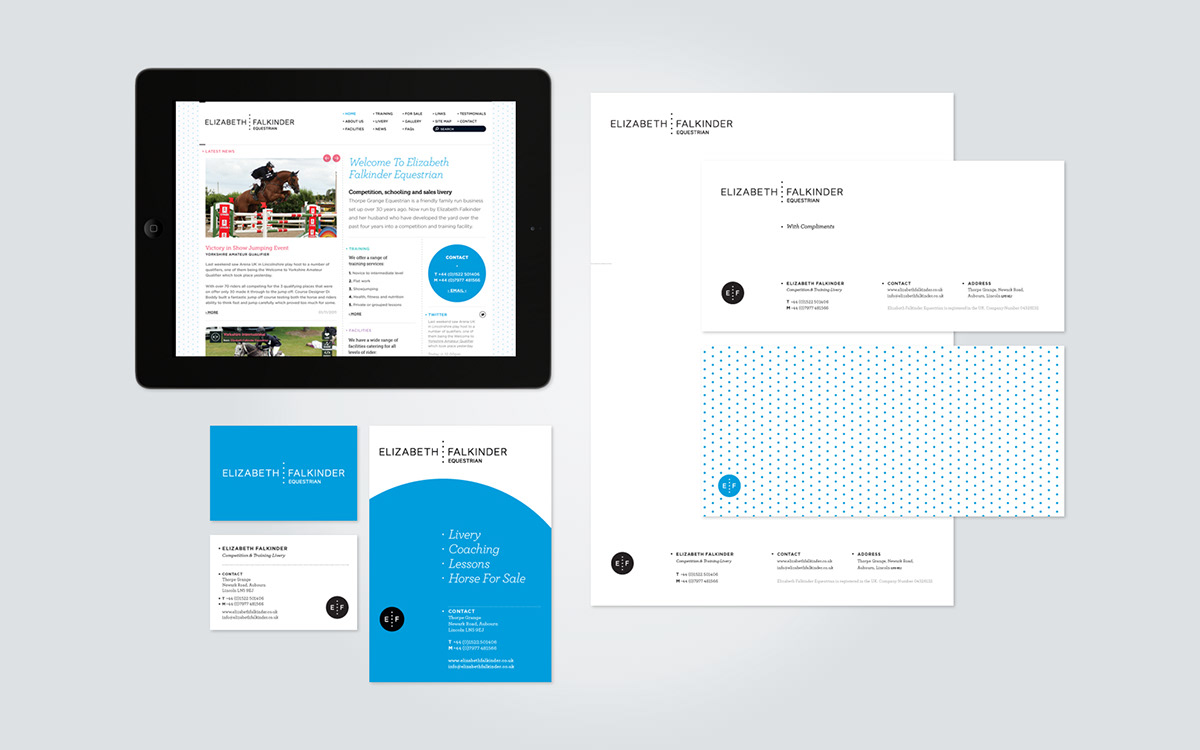 elizabeth falkinder  equestrian Identity Design  Website design  stationery