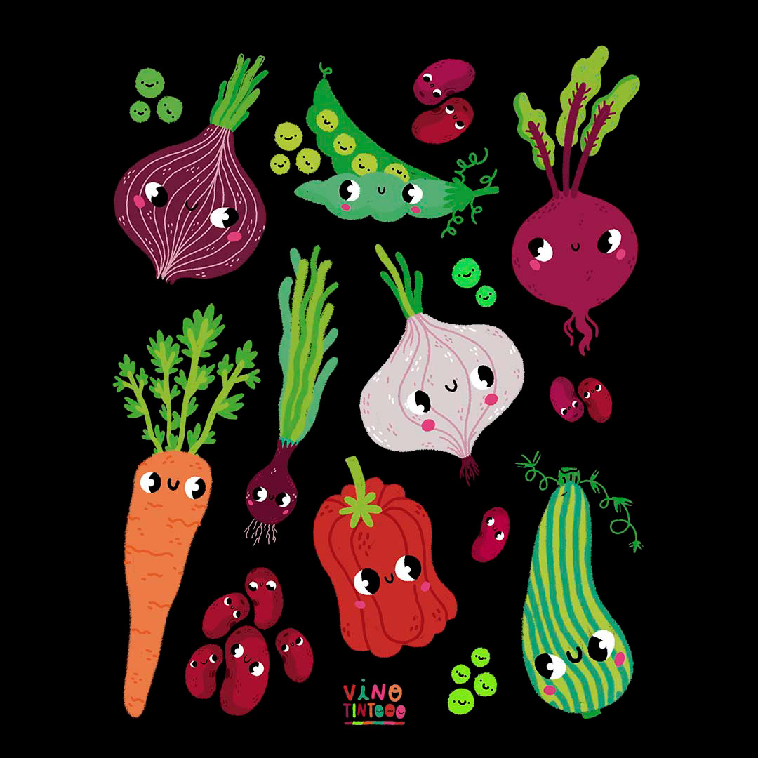 DigitalIllustration ILLUSTRATION  ilustracion ilustrador kawaii photoshop Procreate vegan vegetables