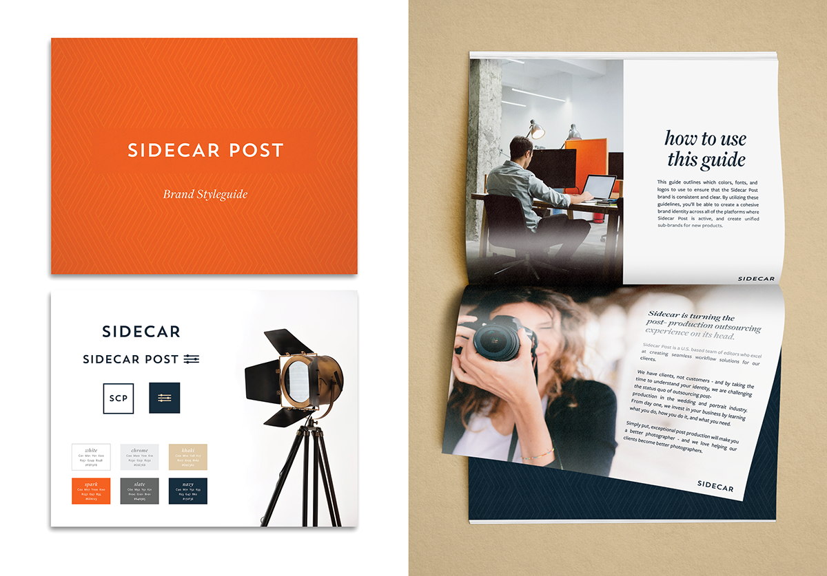 Post Production branding  photographer agency boutique clean minimal orange texture
