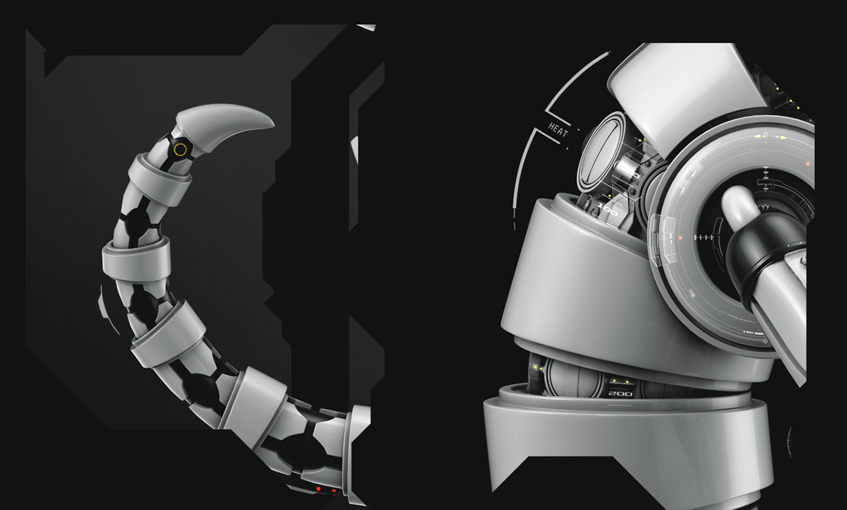 chameleon robot Cyborg 3D modo Rakan Khamash  HUD iron man style