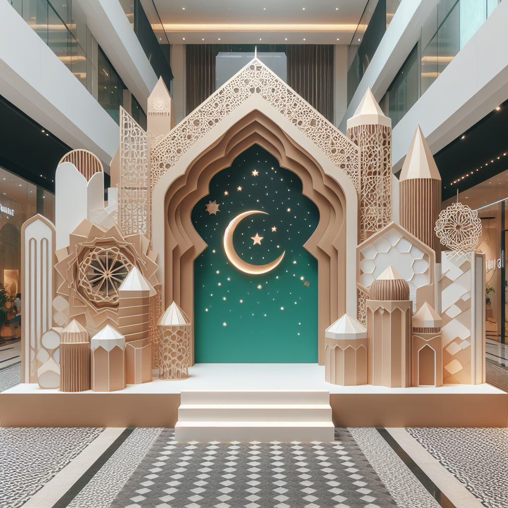 ramadan instalation Mockup gate mall booth lantern karim ramadan kareem Mubarak