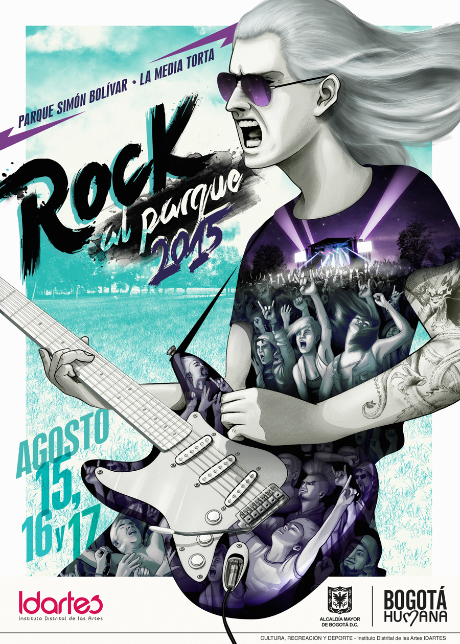 rock Rocker Rock al Parque afiche Poster Design music poster band poster poster guitar player ROck Poster Afiche rock bogota Parque Simón Bolívar idartes