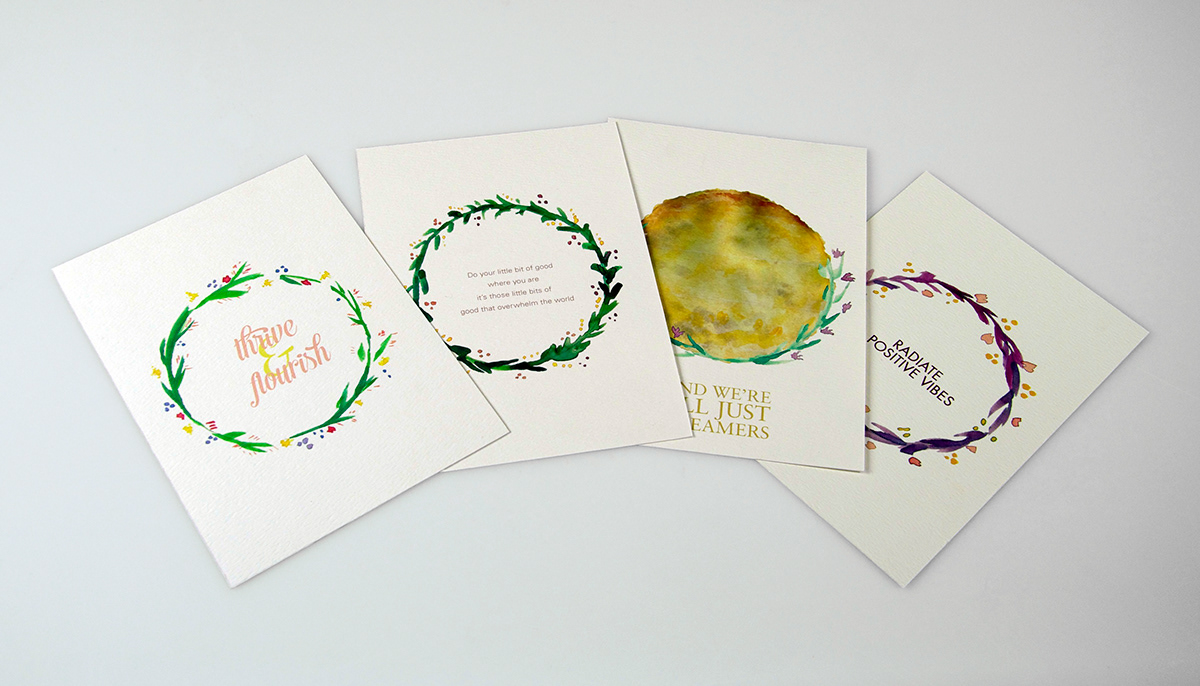 water colors watercolors type insipirational Quotes sentimental exchange gouache circle wreath Positive Thinking