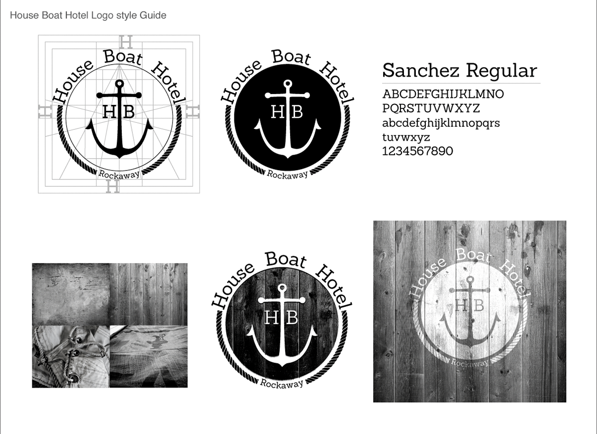 logo design graphic house boat boat nautical Brand ID identity wood hotel