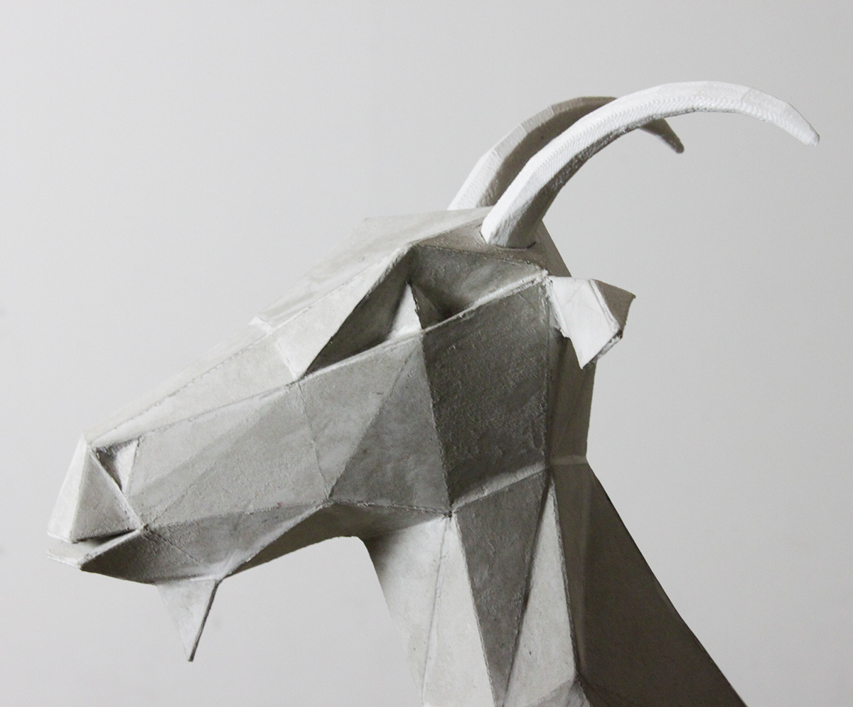 goat paper paper model 3D Modelling 3D sculpture animal digital Paul Cummings  mark cummings KNK Air pepakura cinema 4d paper craft