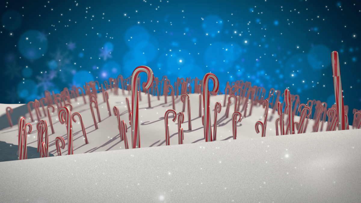 cinema 4d motion graphics Holiday open gold Candy Cane Forest