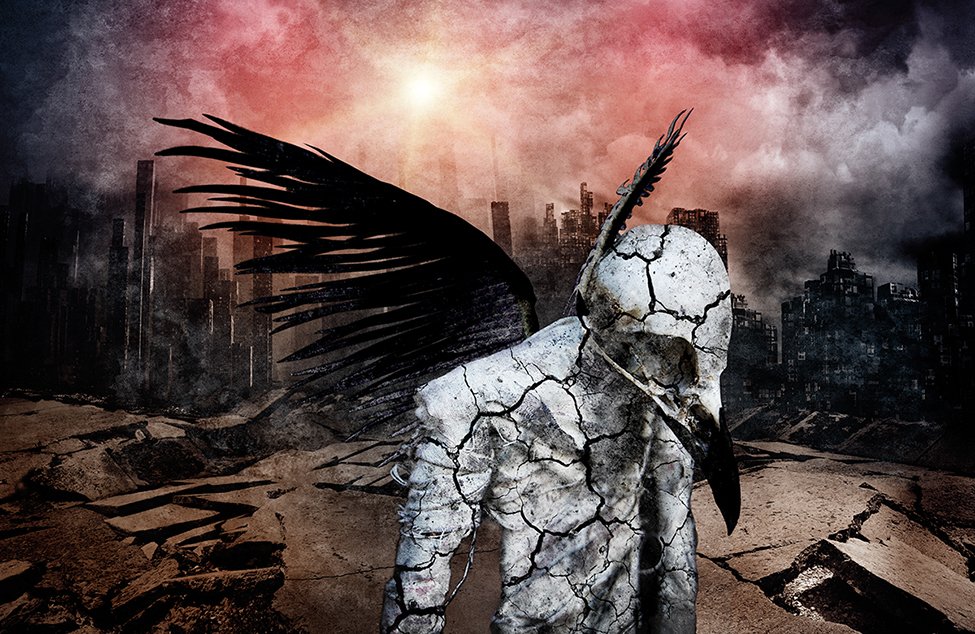 Velian Burning Halo industrial desperation bird skull wings Single artwork dark metal