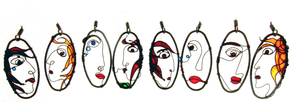 jewelry silver sterling silver silver wire copper copper wire faces colors design earrings metal