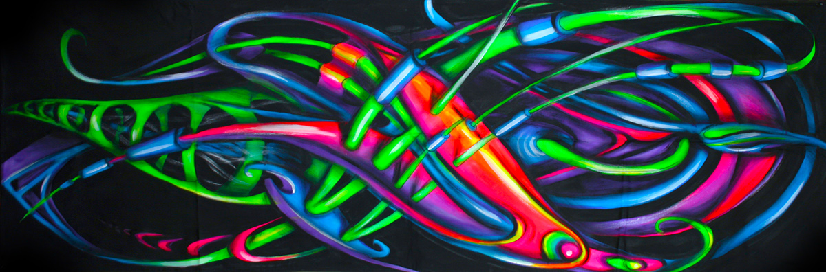 fluorescent Phosphorescent luminiscent ultraviolet UV party decoration paint handpainted psychedelic lsd