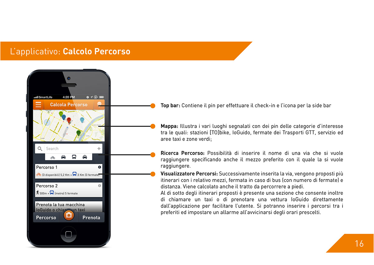 Interface app application Smart smart city torino c.s.i. eco green UI ux