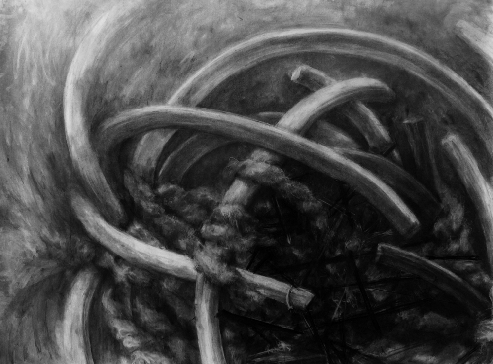 Foundation Year charcoal lithographic crayon