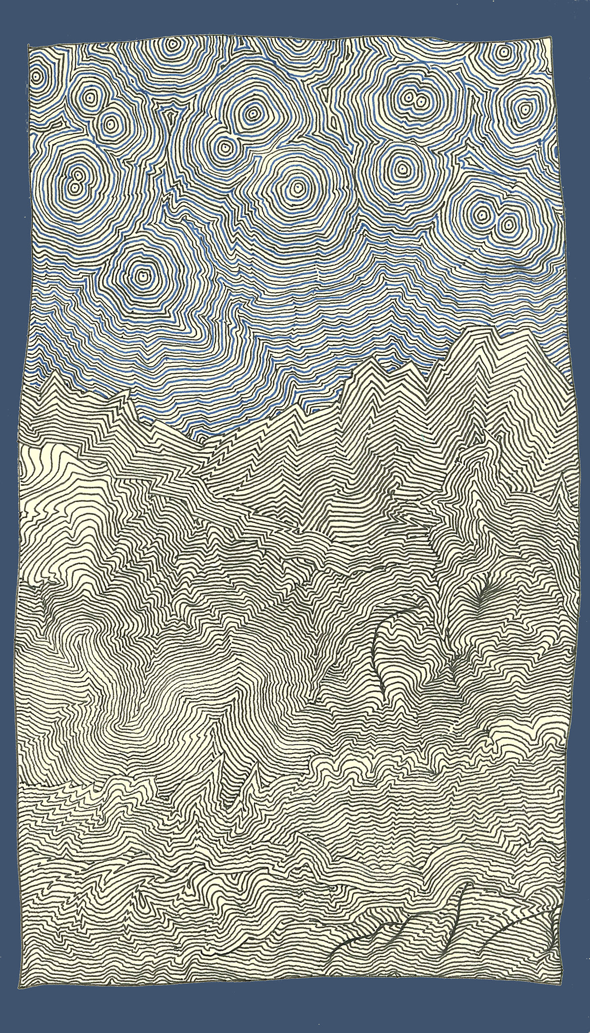 pen ink Landscape terrain line abstract pattern