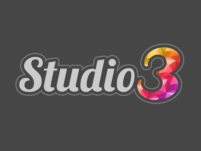 studio  Studio 3 pattern  Colorful  three  logo framing light clean stroke rainbow type vector gradient
