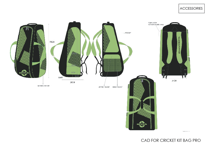 Cricket bag for one professional player for all essential equipments.