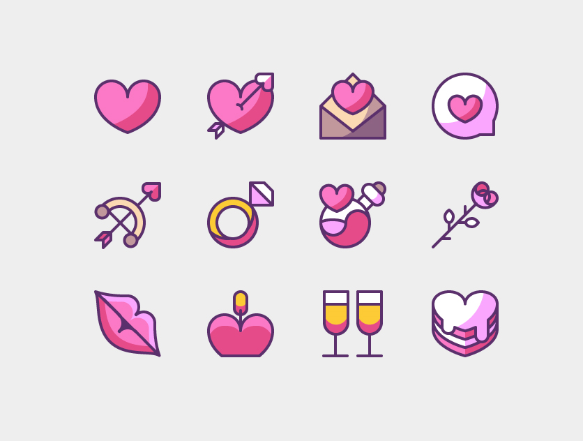 Love Icons Romance Icons Heart icons Valentine Day Icons icons