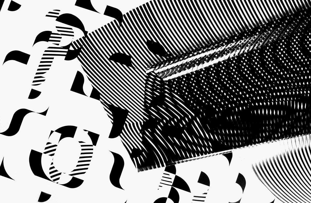 line moire interference black White poster motion kinetic hallucination