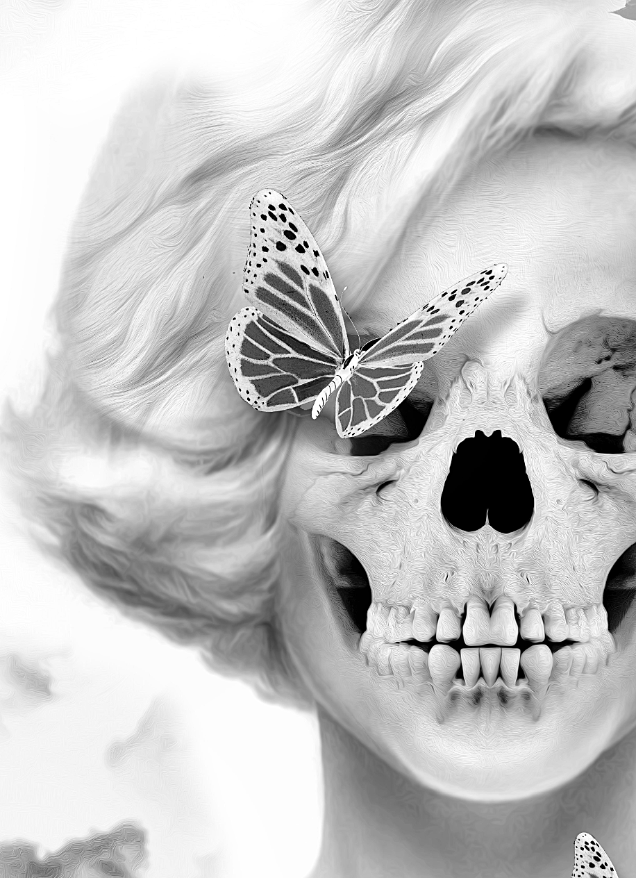 fantasmagorik nicolas obery marilyn dark White black curioos skull poster france Rock'n Roll
