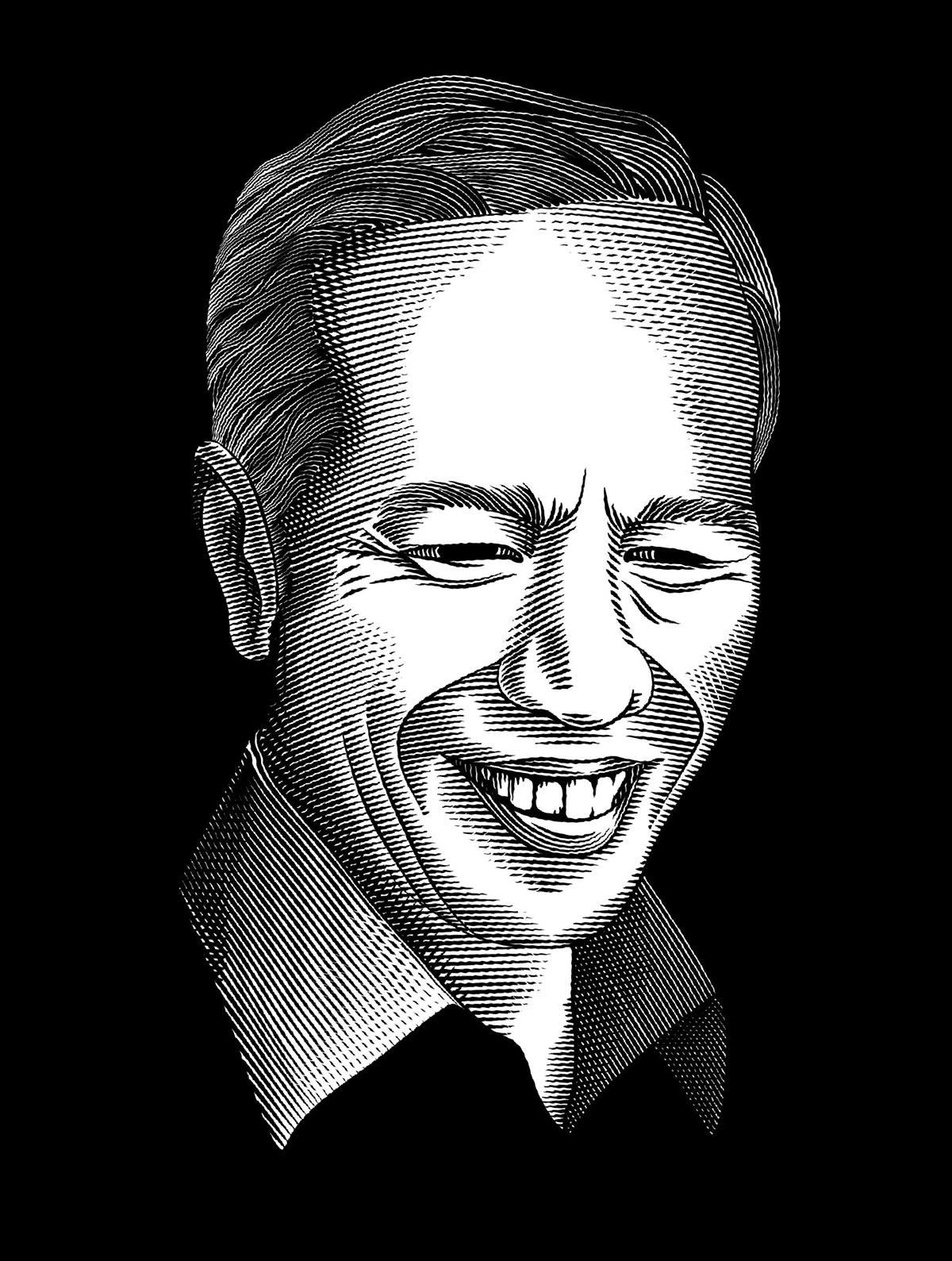 jokowi joko widodo engraving woodcut scratchboard scratchboard engraving portrait selfportrait ILLUSTRATION  pen and ink