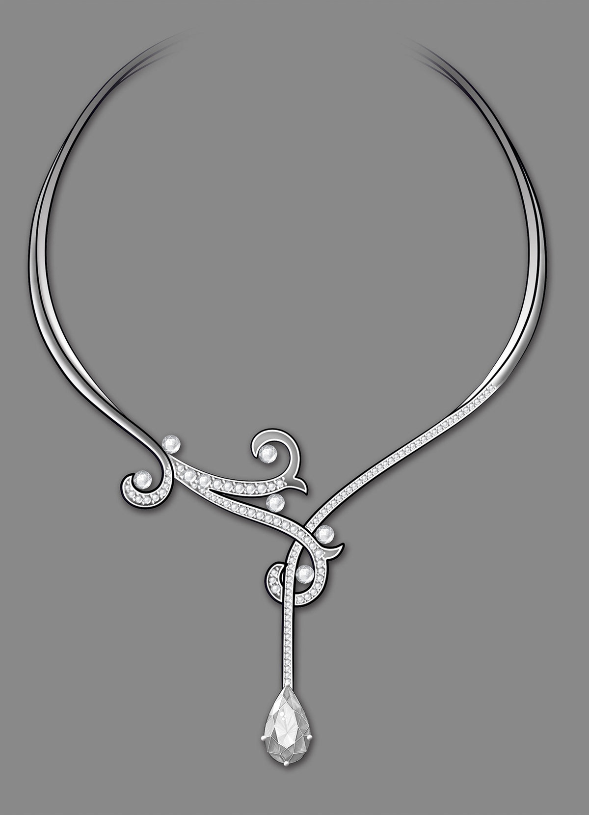 design diamond  Fashion  Gems gold jewelry Necklace