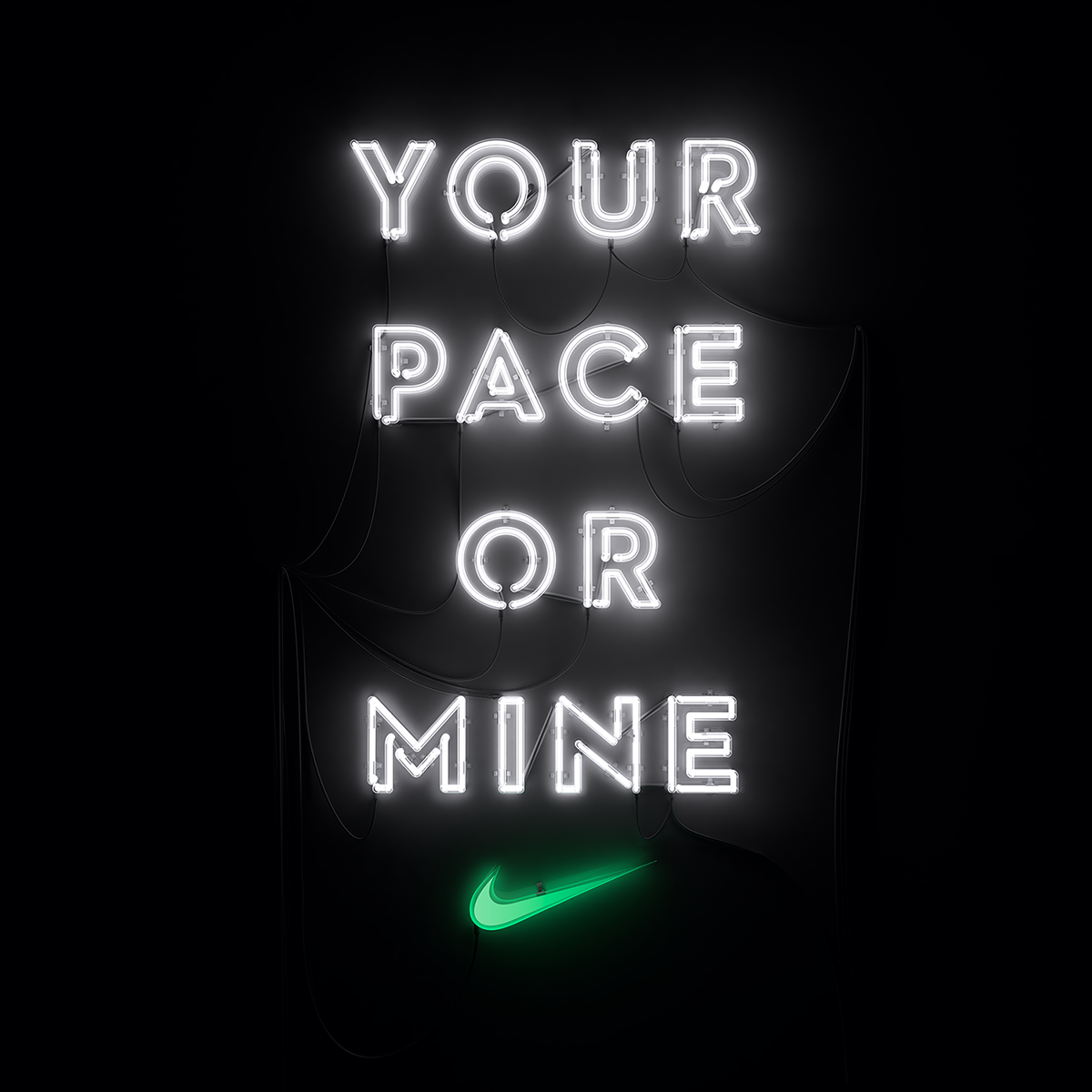 Nike run running sports Marathon 10k type neon Signage lettering 3D