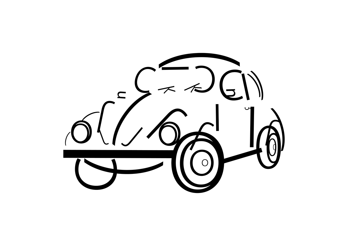 Beetle Illustration illustration as communication mesh mesh tool car Car Illustration school Project beetle volkswagen Typographic Design acrylic