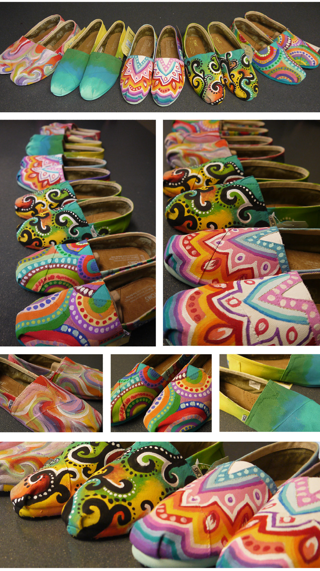 marcela Marcela Caraballo TOMS TOMS Shoes shoe shoe design shoe painting Painting Design colorful bright graphic Swirls Painted Toms painted shoes
