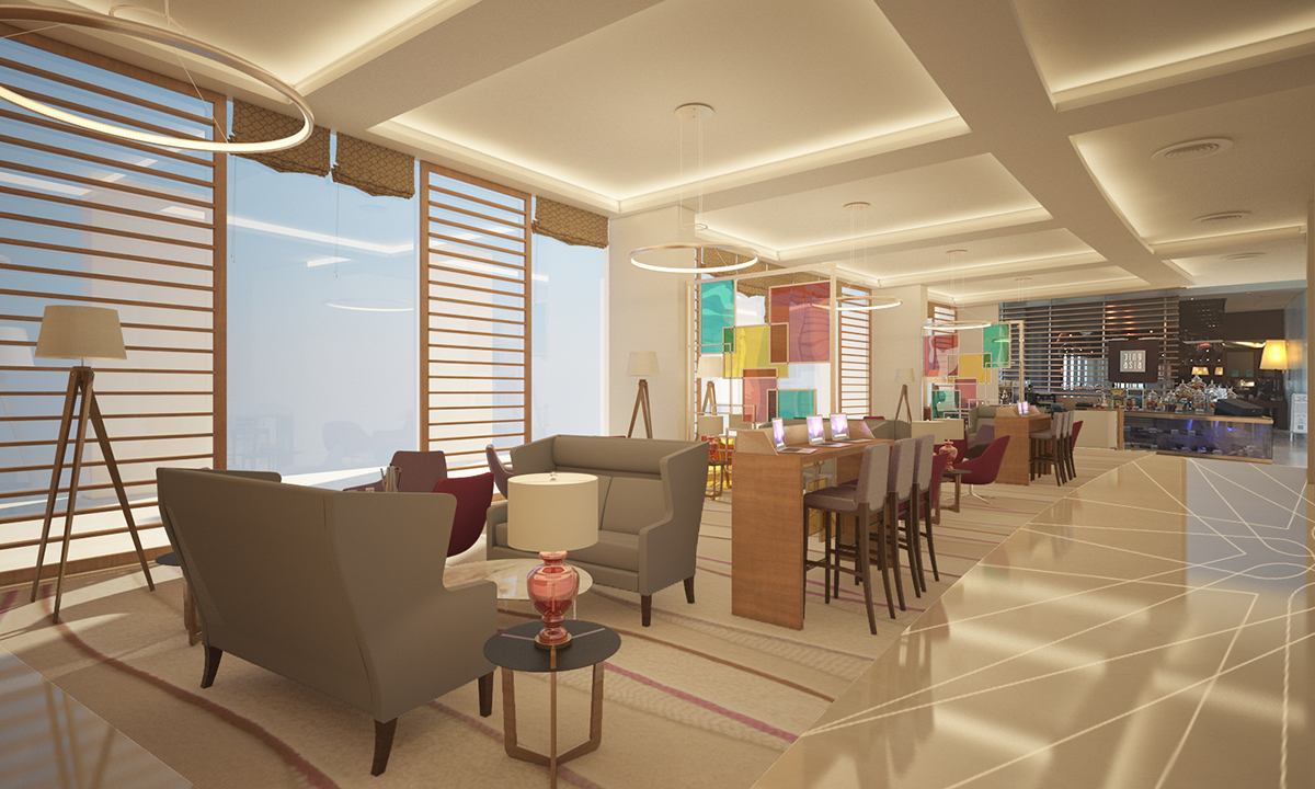 hotel new modern Style UAE Interior design luxury vray Render 3dsmax furniture nice Lobby lounge